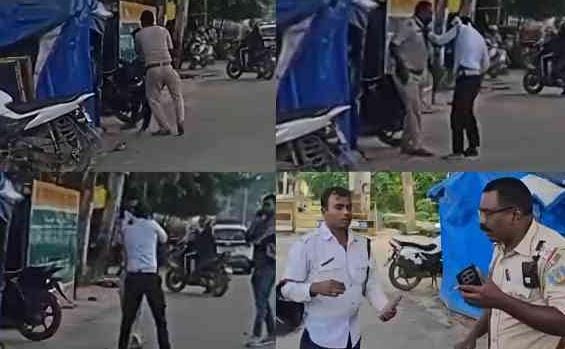 राँची के दुर्गा सोरेन चौक पर ड्यूटी के दौरान भिड़े दो ट्रैफिक जवान, सड़क पर चले लात-घूंसे; वीडियो वायरल