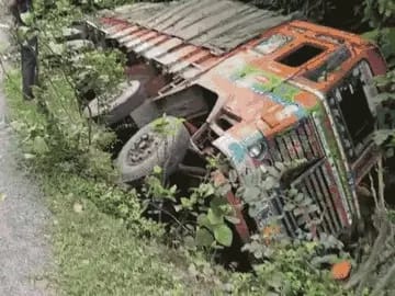 कोडरमा घाटी में मछली लदा ट्रक अनियंत्रित होकर खाई में गिरा, ड्राइवर-खलासी ने कूदकर बचाई जान
