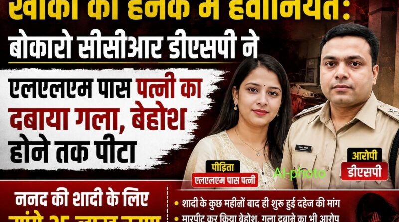 खाकी की हनक में हैवानियत: बोकारो सीसीआर डीएसपी ने एलएलएम पास पत्नी का दबाया गला, बेहोश होने तक पीटा, ननद की शादी के लिए मांगे 25 लाख रुपए-
