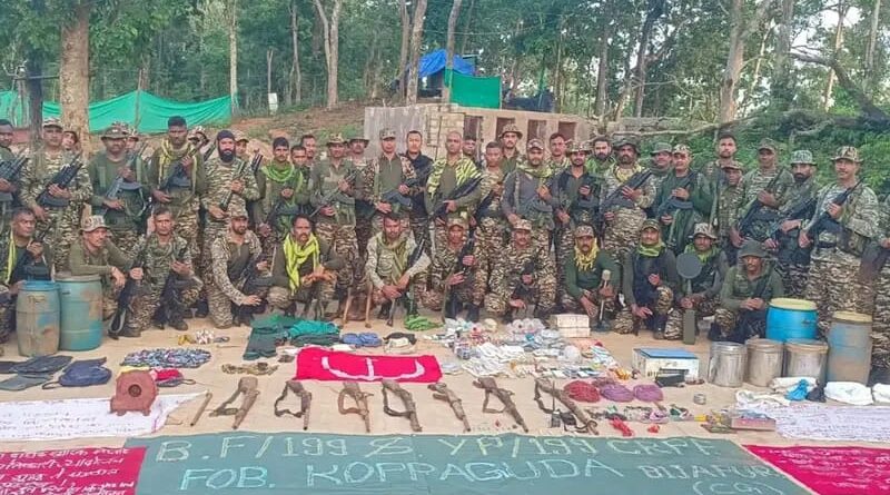 बीजापुर में CRPF का बड़ा प्रहार: 14 नक्सली डंप ध्वस्त, भारी मात्रा में हथियार और IED बरामद