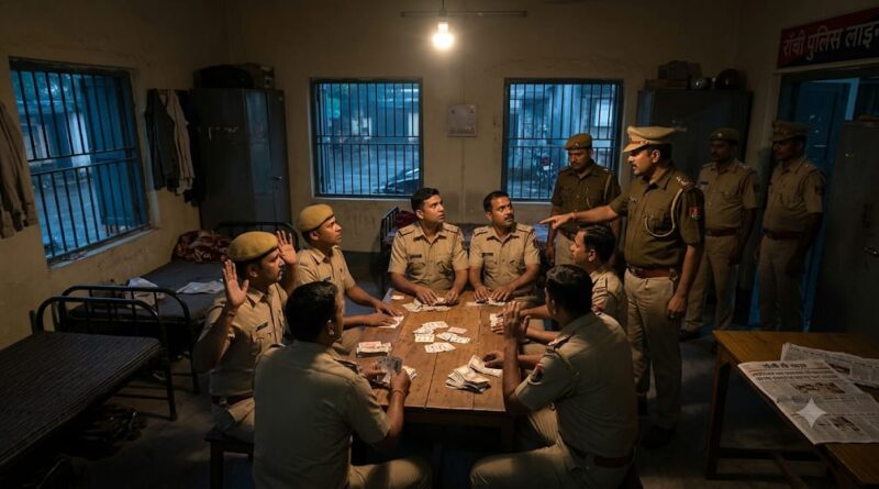 राँची पुलिस लाइन में खाकी की मर्यादा तार-तार:जुआ खेलते और खिलाते 10 पुलिसकर्मी रंगेहाथ धराए, सभी तत्काल सस्पेंड